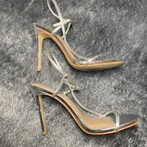 Steve Madden Oaklyn Silver Heels Women’s 7M Strappy Dress Shoes Pre‑Owned